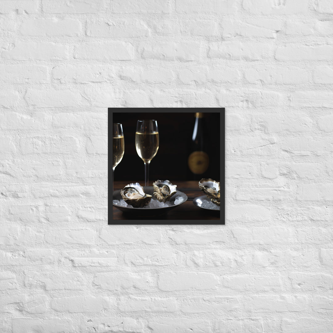 European Flat Oysters and Champagne Framed poster 🤤 from Yumify.AI