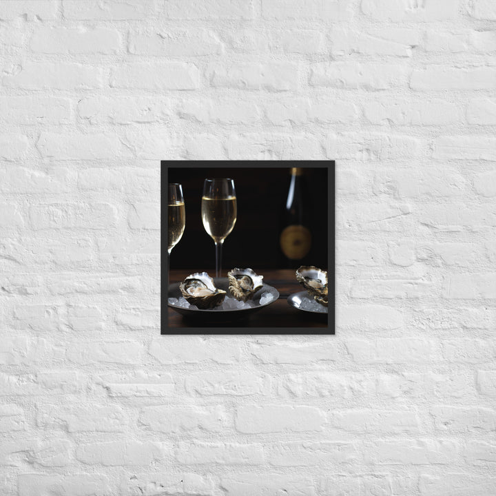 European Flat Oysters and Champagne Framed poster 🤤 from Yumify.AI