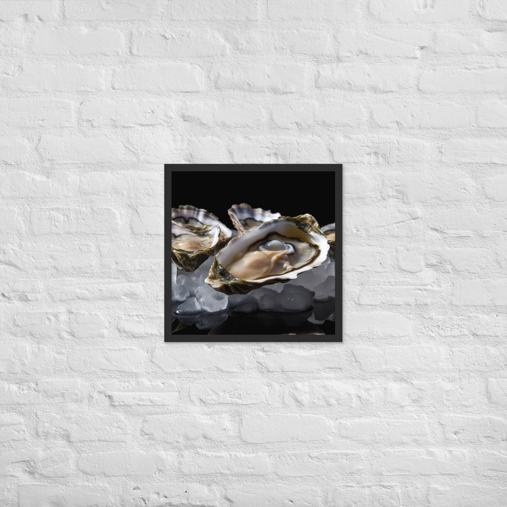 Delicate Olympia Oysters on the Half Shell Framed poster 🤤 from Yumify.AI