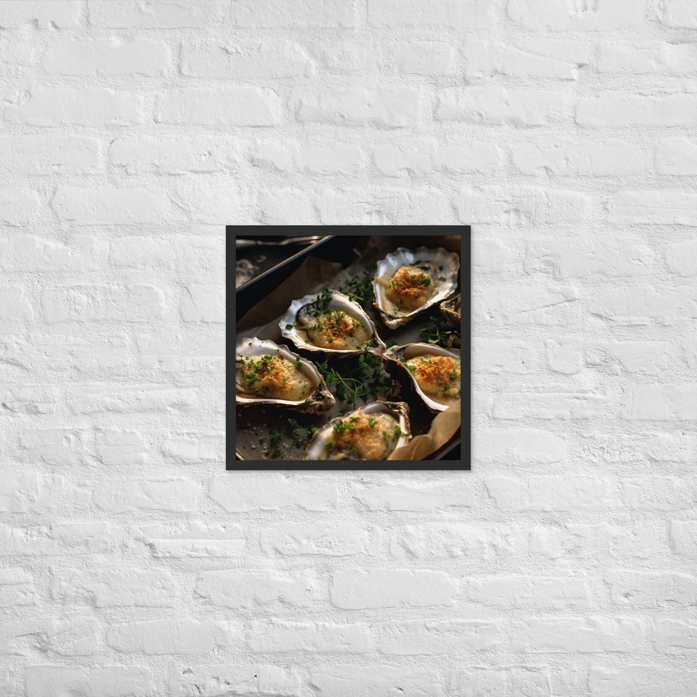 Baked Pacific Oysters with Cheese and Herbs Framed poster 🤤 from Yumify.AI