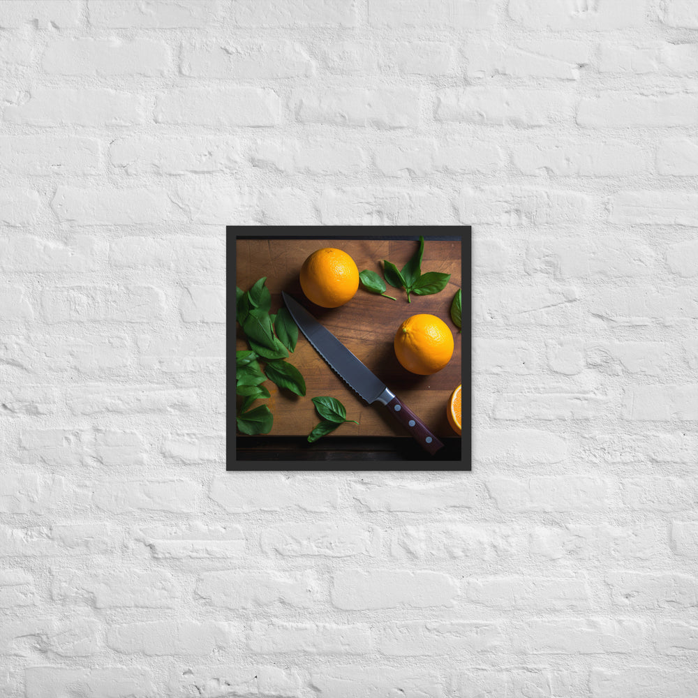 Oranges on a Cutting Board Framed poster 🤤 from Yumify.AI