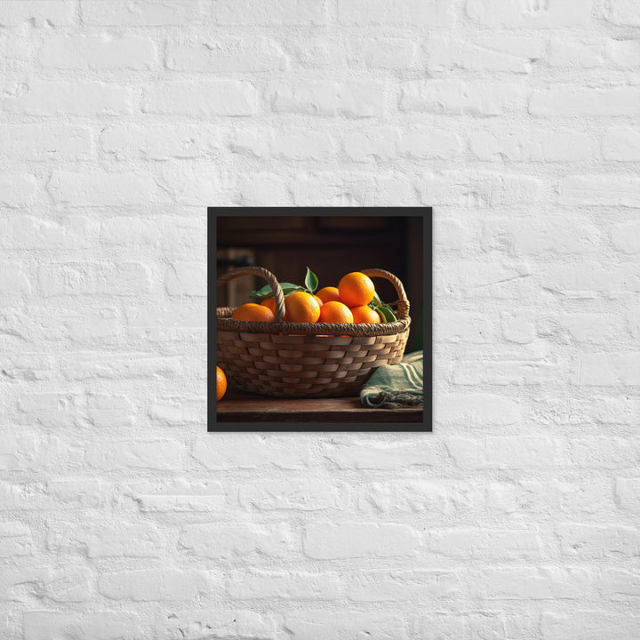 Oranges in a Wicker Basket Framed poster 🤤 from Yumify.AI