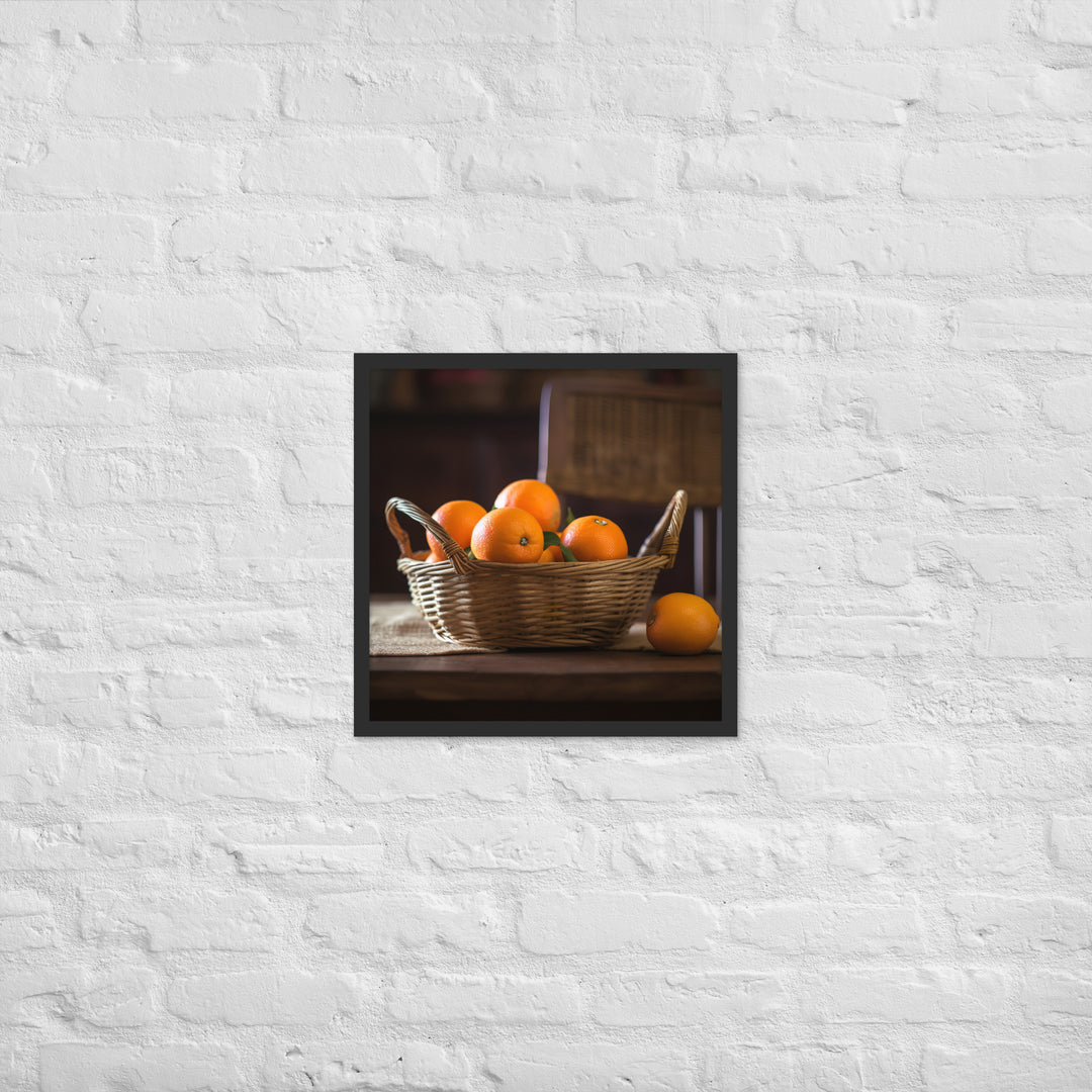 Oranges in a Wicker Basket Framed poster 🤤 from Yumify.AI