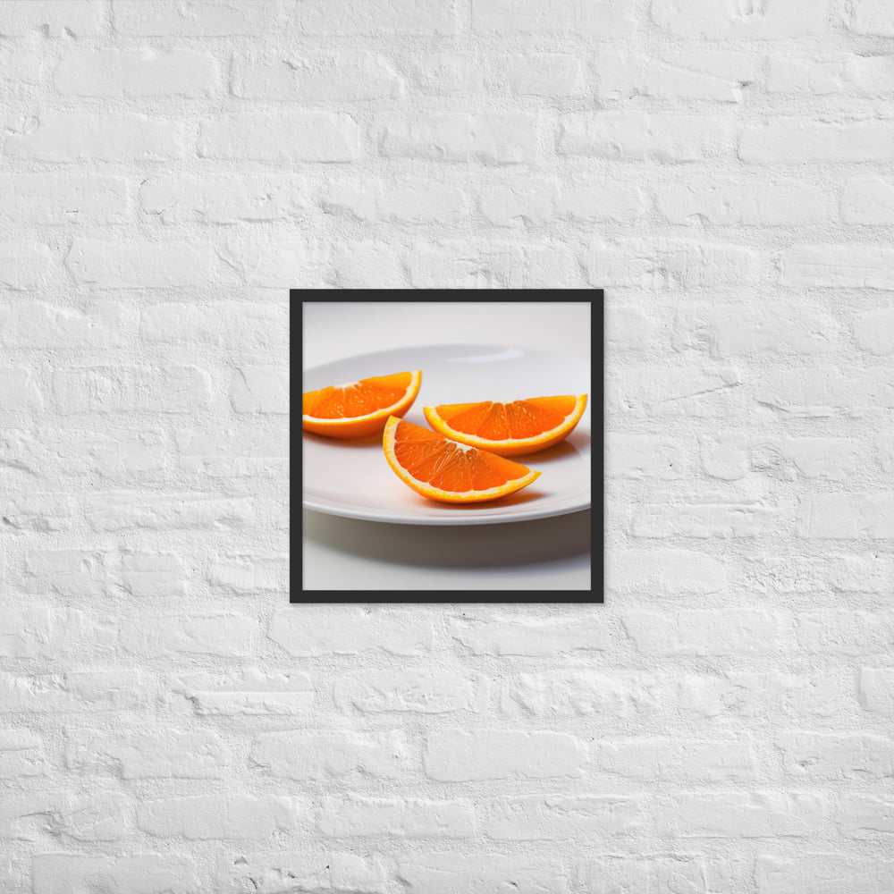 Orange Wedges on a White Plate Framed poster 🤤 from Yumify.AI