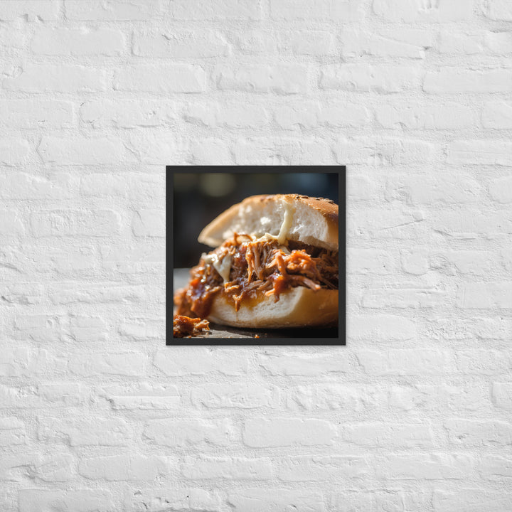 Melt in Your Mouth Pulled Pork Sandwich Framed poster 🤤 from Yumify.AI