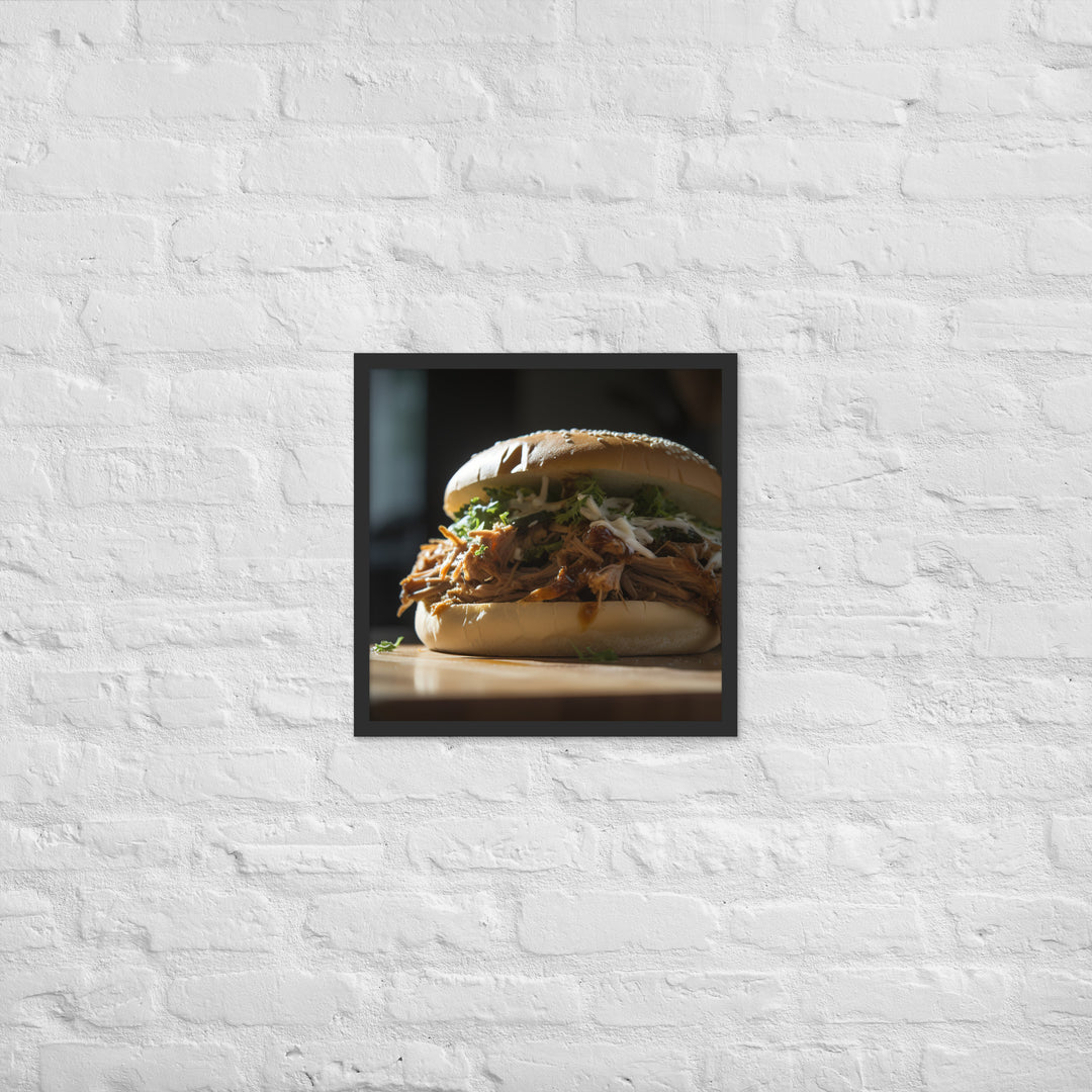 Juicy Pulled Pork Sandwich Framed poster 🤤 from Yumify.AI