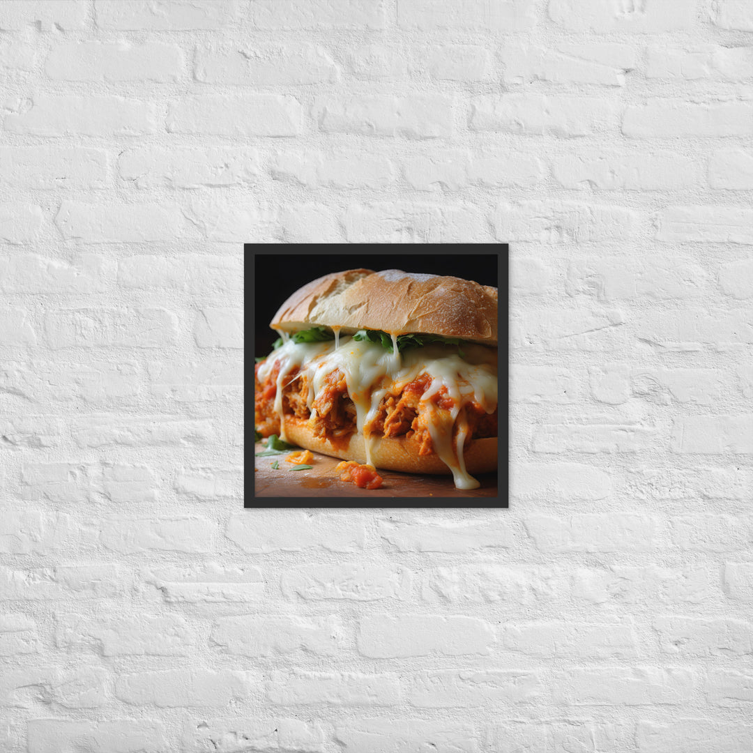 Hearty Chicken Parmesan on a Ciabatta Roll Framed poster 🤤 from Yumify.AI