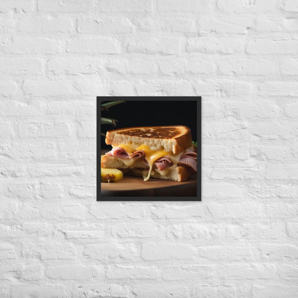 Hawaiian Grilled Cheese with Pineapple and Ham Framed poster 🤤 from Yumify.AI