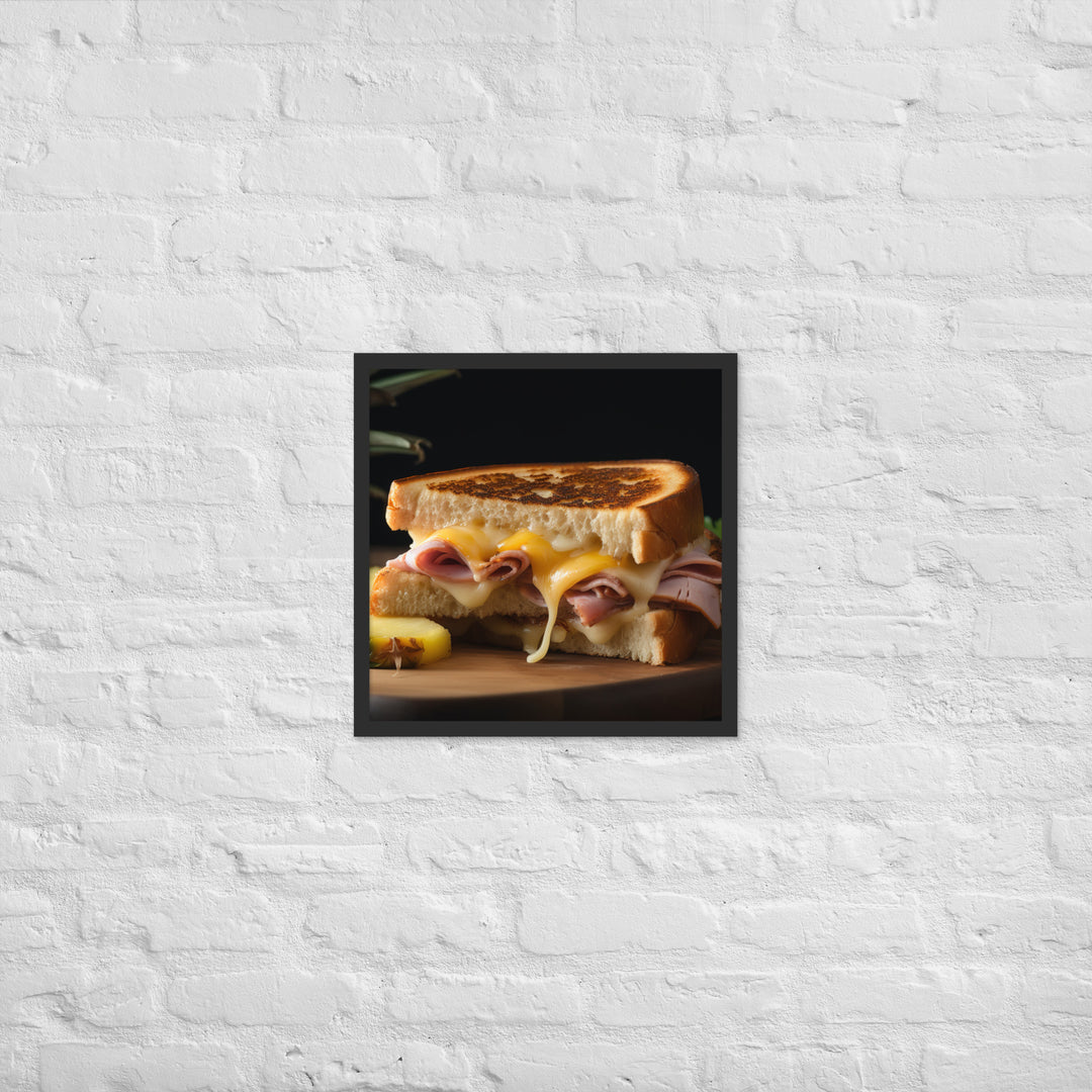 Hawaiian Grilled Cheese with Pineapple and Ham Framed poster 🤤 from Yumify.AI