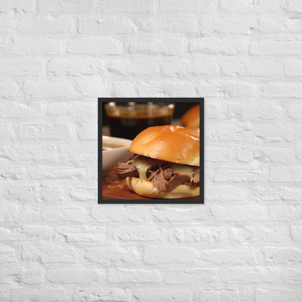 French Dip Sandwich with Au Jus Framed poster 🤤 from Yumify.AI