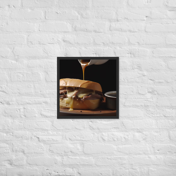 French Dip Sandwich with Au Jus Framed poster 🤤 from Yumify.AI