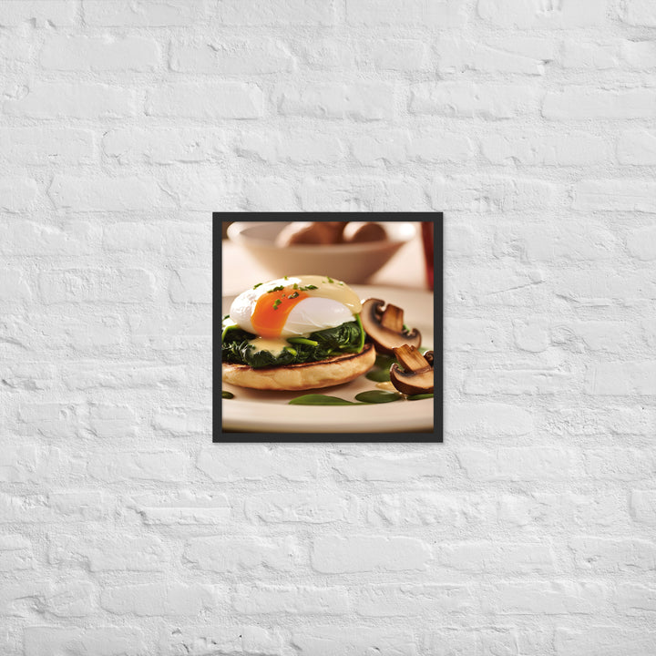 Spinach and Mushroom Eggs Benedict Framed poster 🤤 from Yumify.AI