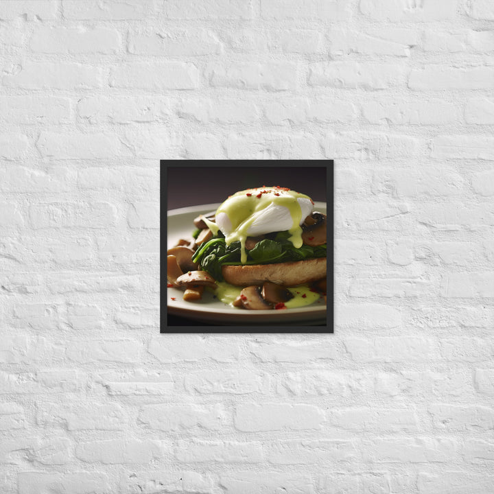 Spinach and Mushroom Eggs Benedict Framed poster 🤤 from Yumify.AI