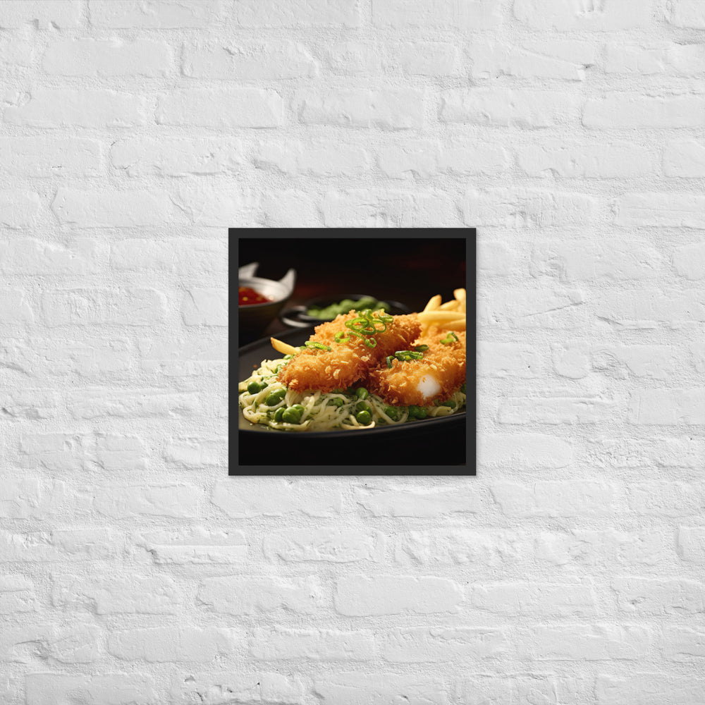 Panko Crusted Fish and Shoestring Fries Framed poster 🤤 from Yumify.AI