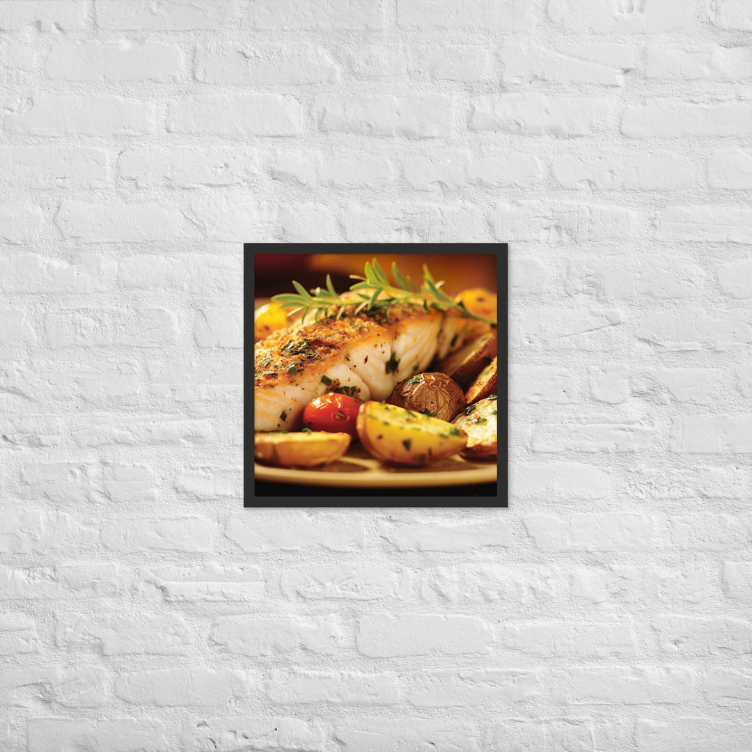 Oven Baked Fish and Wedges Framed poster 🤤 from Yumify.AI