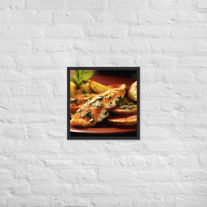 Oven Baked Fish and Wedges Framed poster 🤤 from Yumify.AI