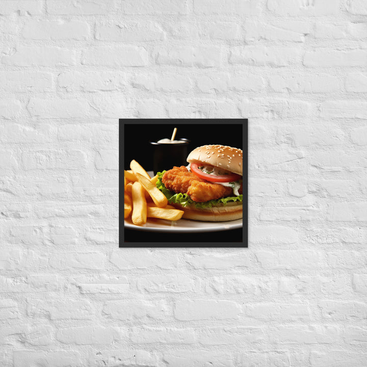 Fish Burger and Chips Framed poster 🤤 from Yumify.AI