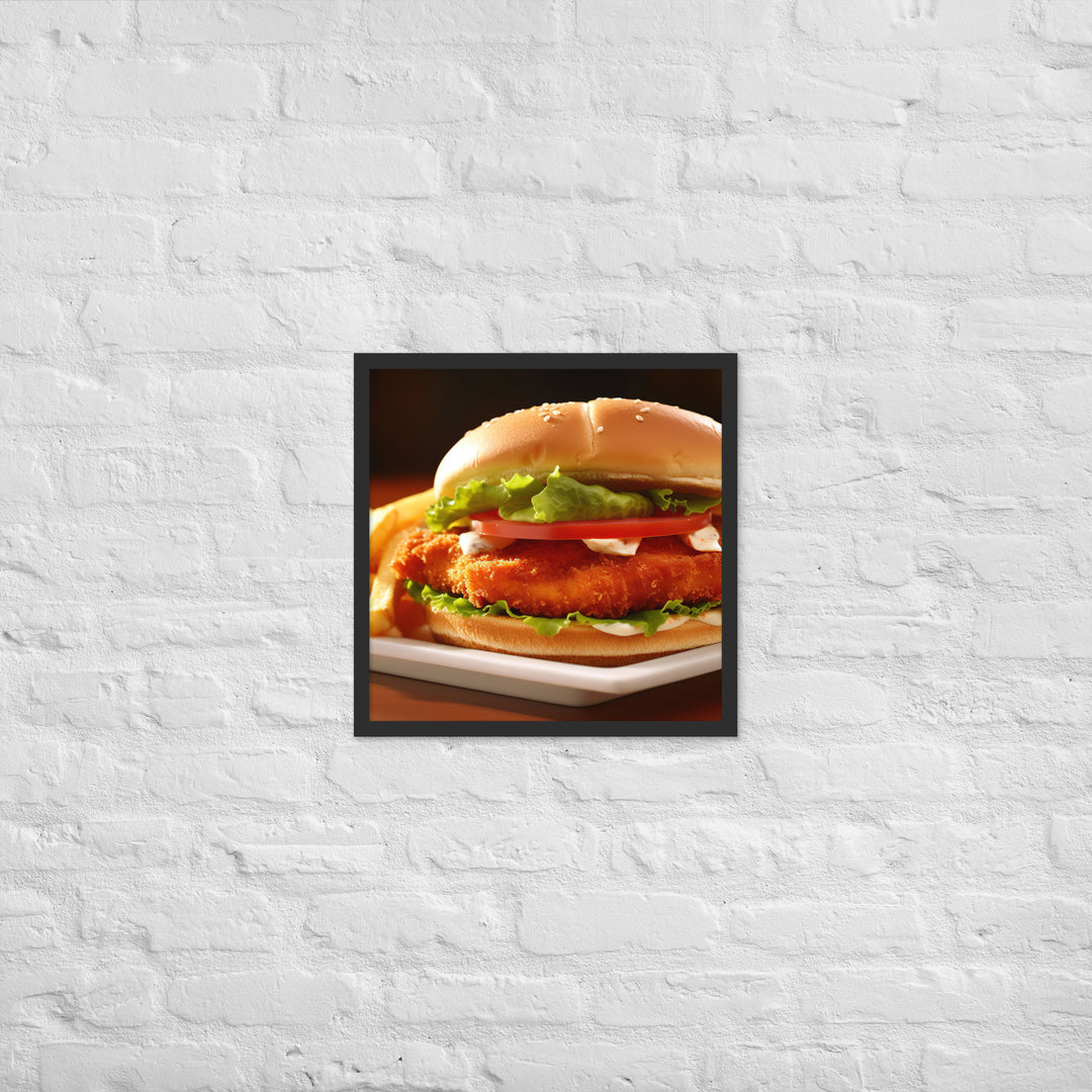 Fish Burger and Chips Framed poster 🤤 from Yumify.AI