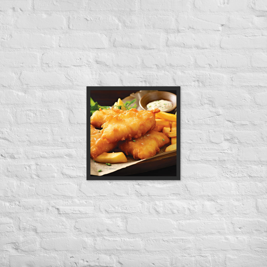 Beer Battered Fish and Chips Framed poster 🤤 from Yumify.AI