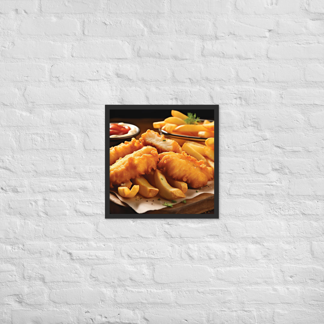 Beer Battered Fish and Chips Framed poster 🤤 from Yumify.AI