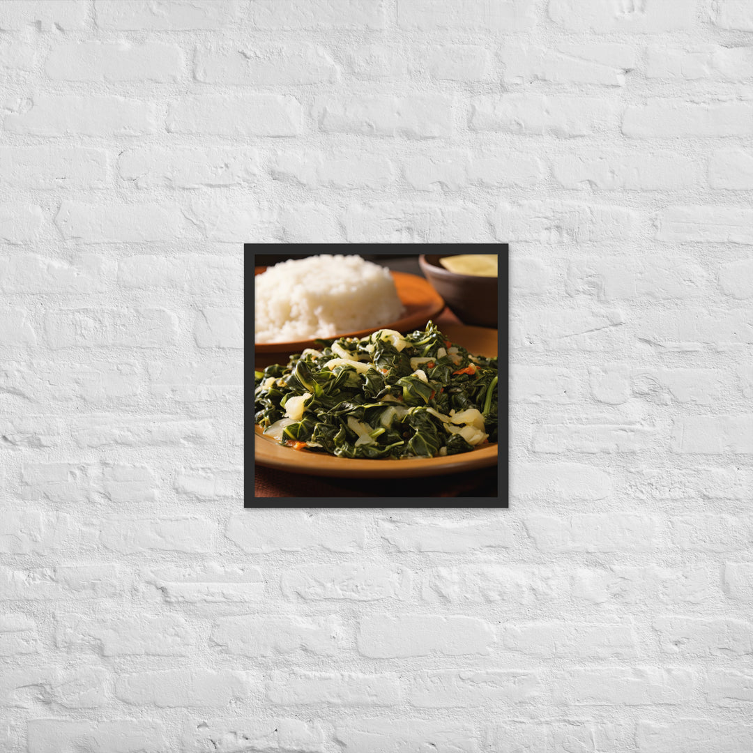 Ugali with Sukuma Wiki Framed poster 🤤 from Yumify.AI