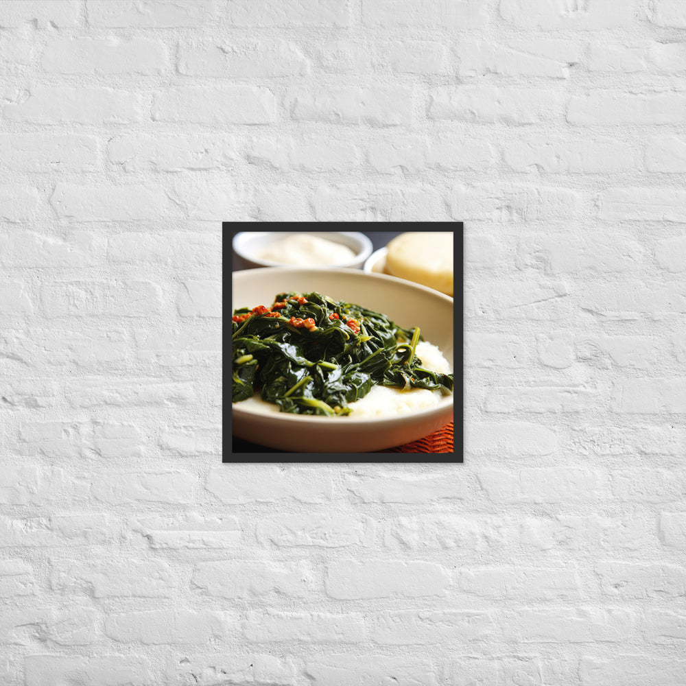 Ugali with Sukuma Wiki Framed poster 🤤 from Yumify.AI