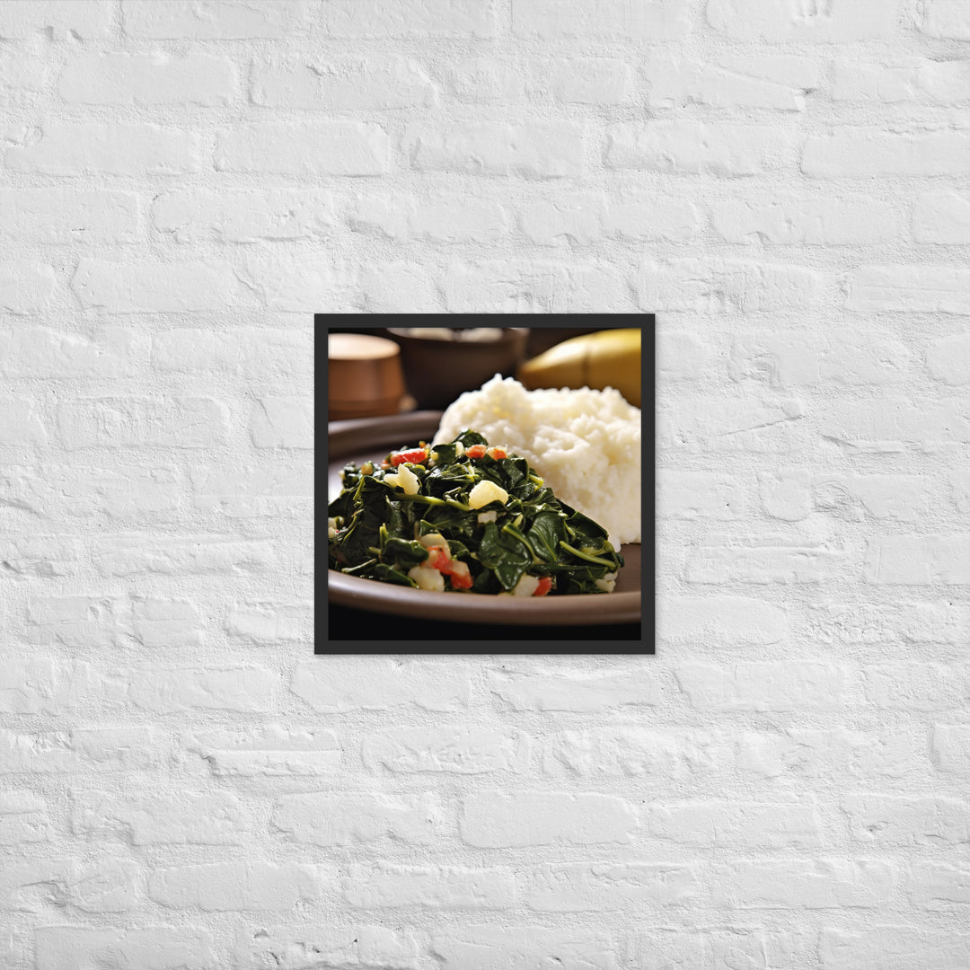 Ugali with Sukuma Wiki Framed poster 🤤 from Yumify.AI