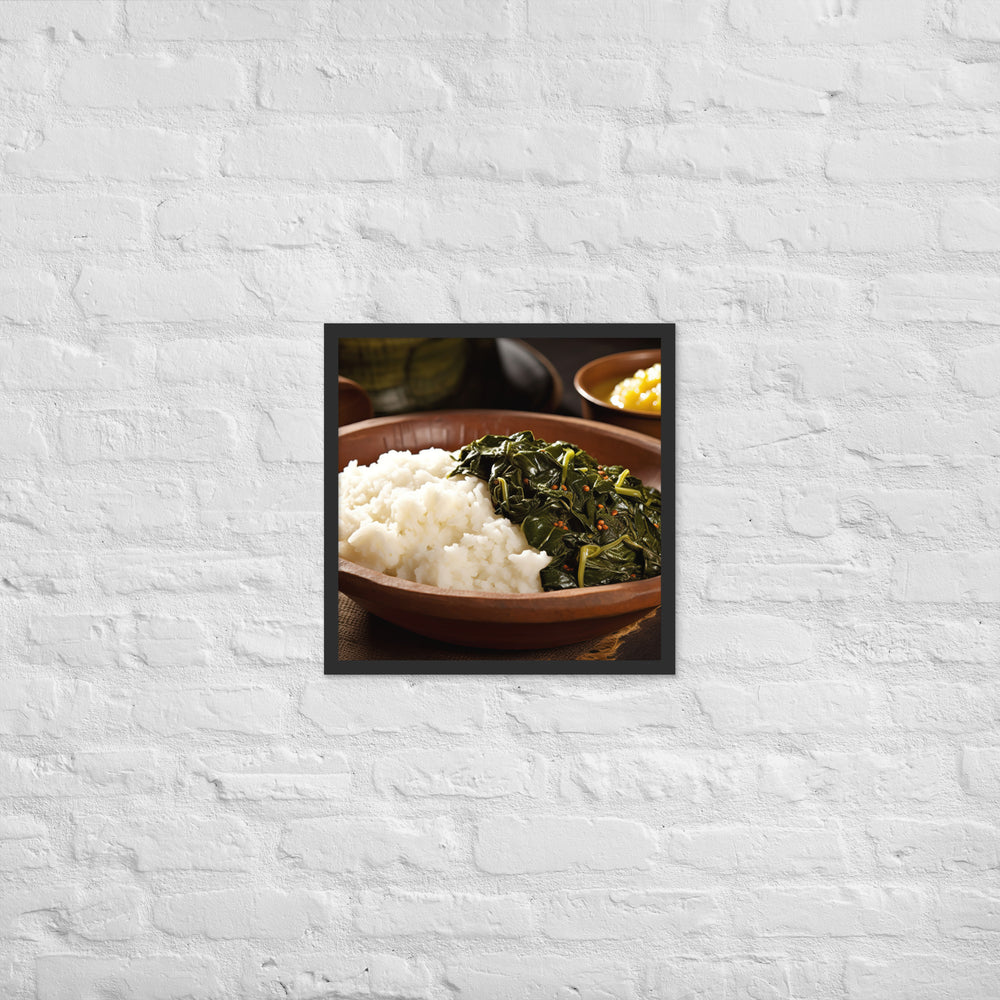 Ugali with Sukuma Wiki Framed poster 🤤 from Yumify.AI