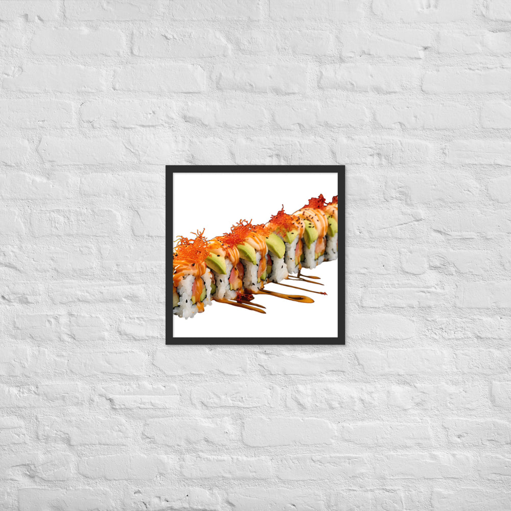 Vibrant Dragon Roll Sushi Framed Poster 🤤 from Yumify.AI