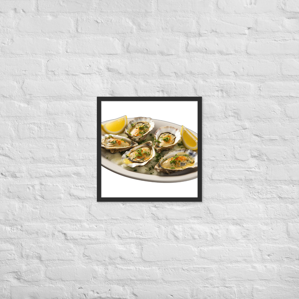 Grilled Oysters with Garlic Butter Framed poster 🤤 from Yumify.AI