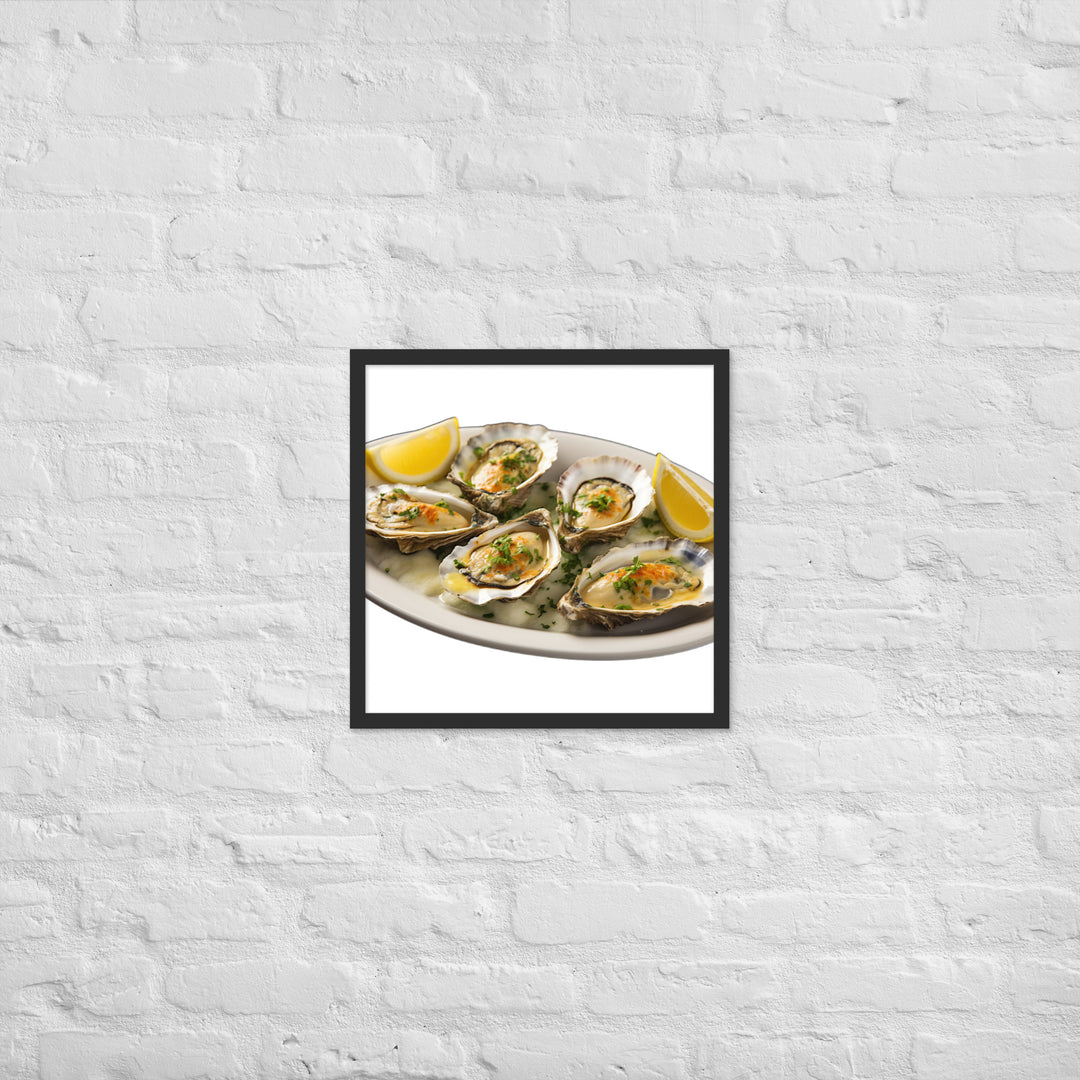 Grilled Oysters with Garlic Butter Framed poster 🤤 from Yumify.AI