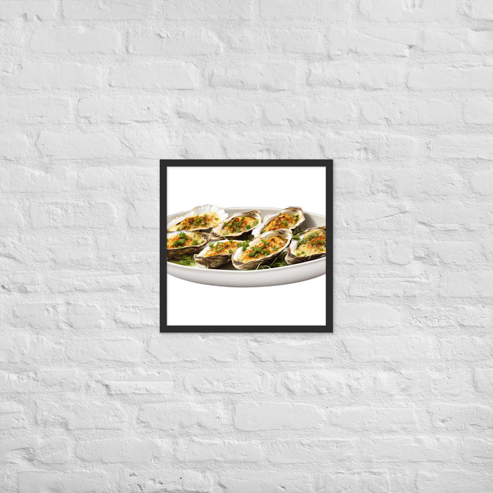 Grilled Oysters with Garlic Butter Framed poster 🤤 from Yumify.AI