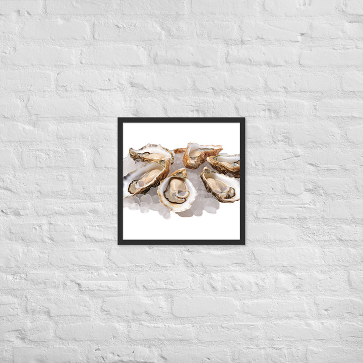 Fresh Raw Oysters Framed poster 🤤 from Yumify.AI