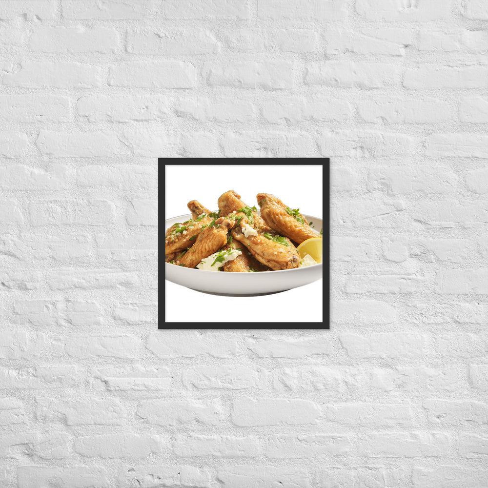 Garlic Parmesan Chicken Wings Framed poster 🤤 from Yumify.AI