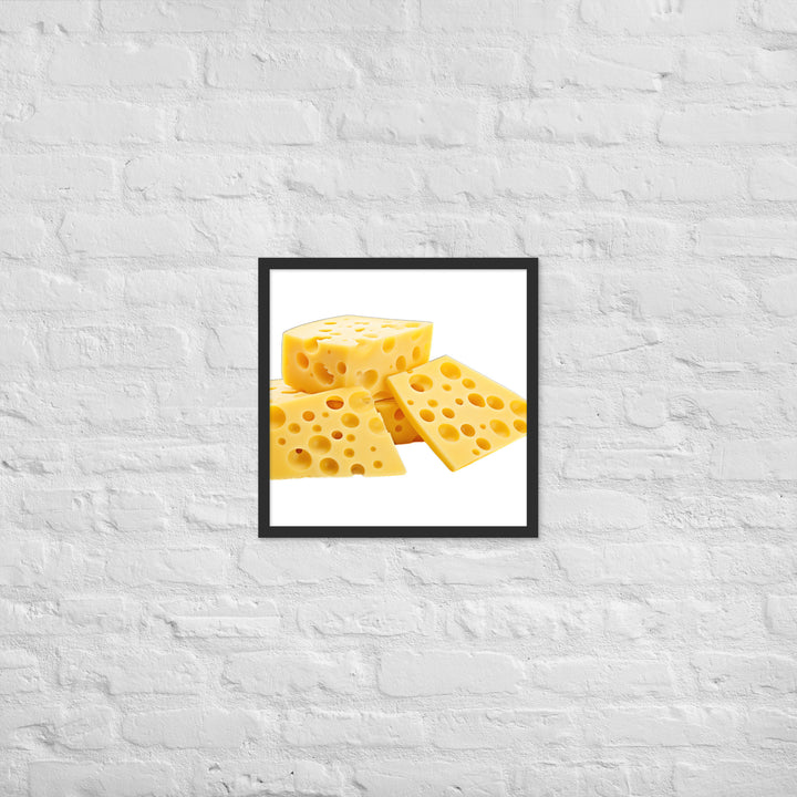 Swiss Cheese Slices Framed poster 🤤 from Yumify.AI