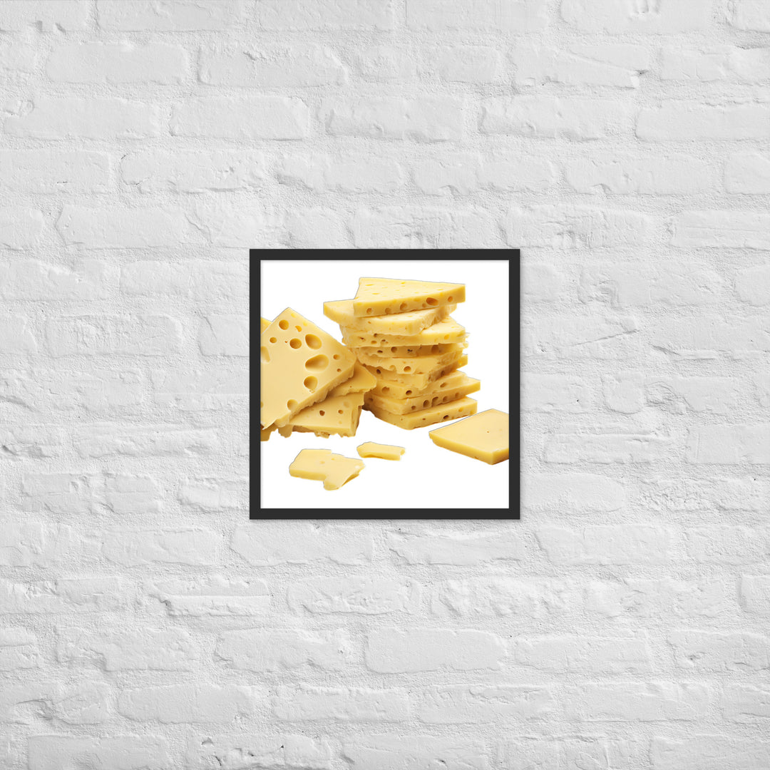 Swiss Cheese Slices Framed poster 🤤 from Yumify.AI