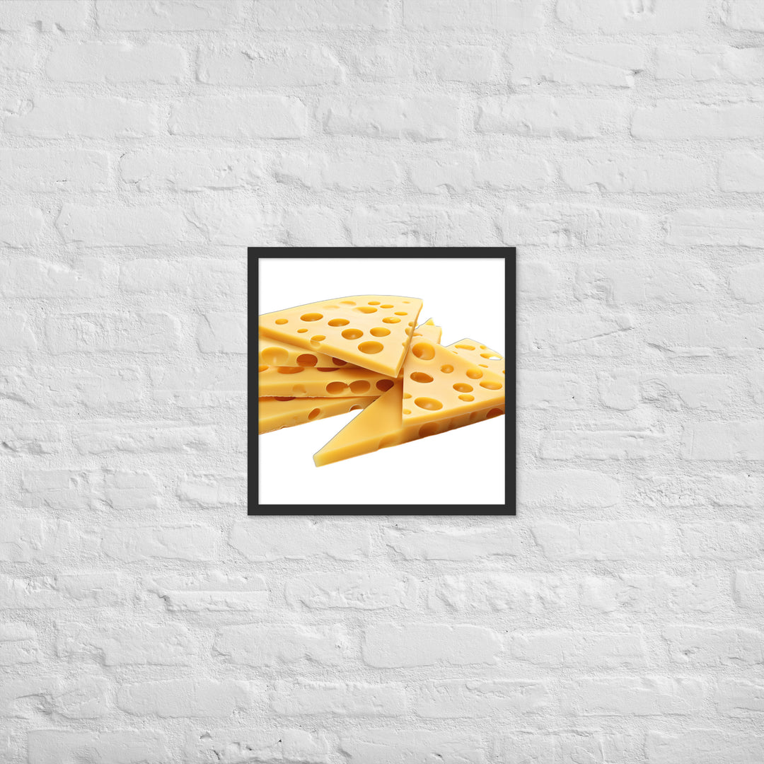 Swiss Cheese Slices Framed poster 🤤 from Yumify.AI