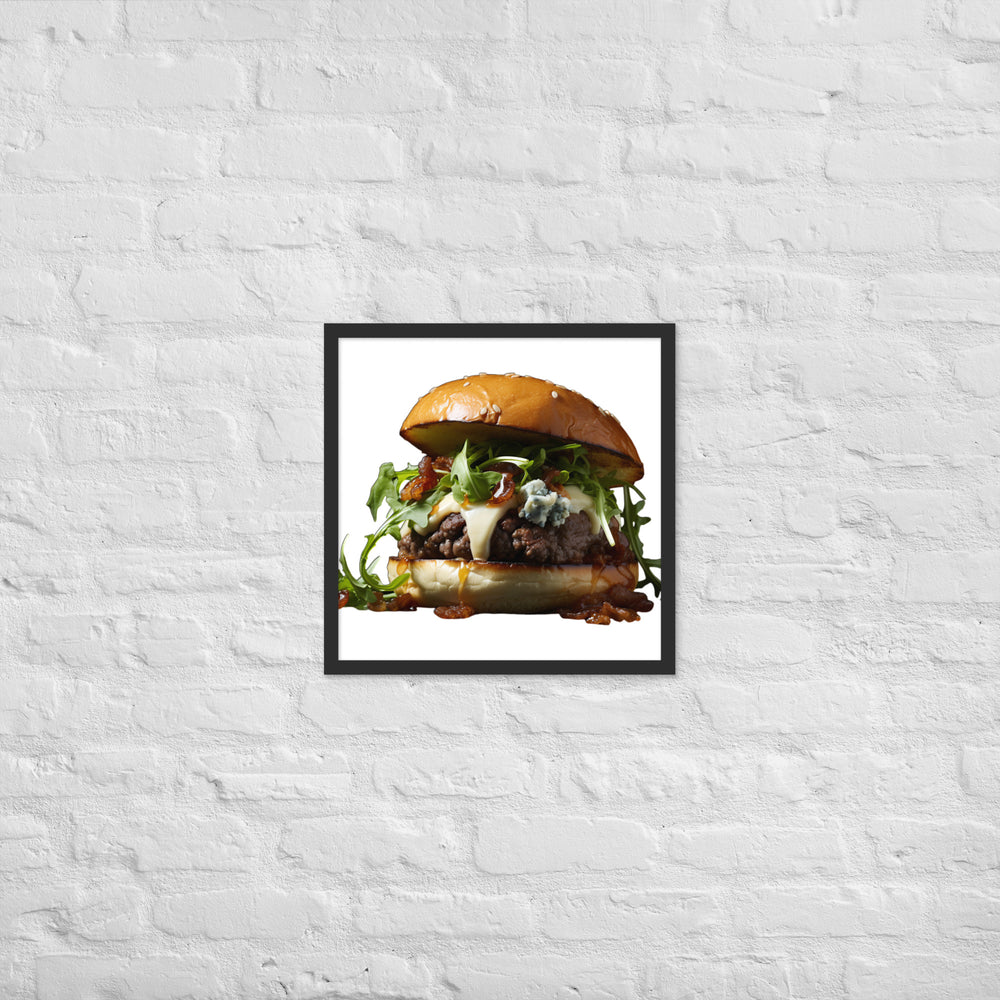 Gourmet Blue Cheese Burger Framed poster 🤤 from Yumify.AI