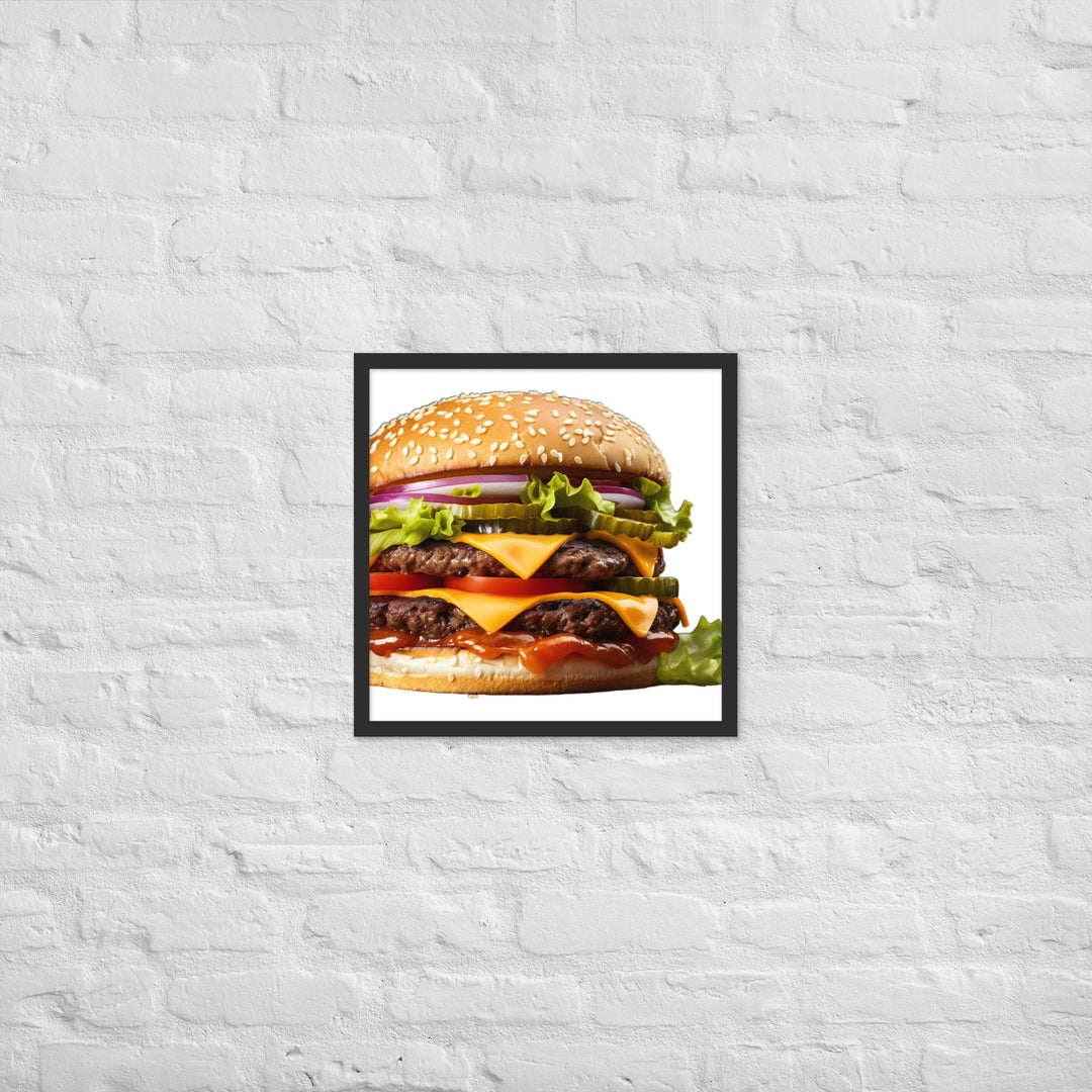 Classic Juicy Beef Burger Framed poster 🤤 from Yumify.AI