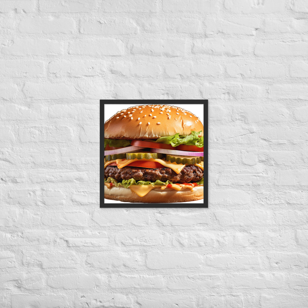 Classic Juicy Beef Burger Framed poster 🤤 from Yumify.AI