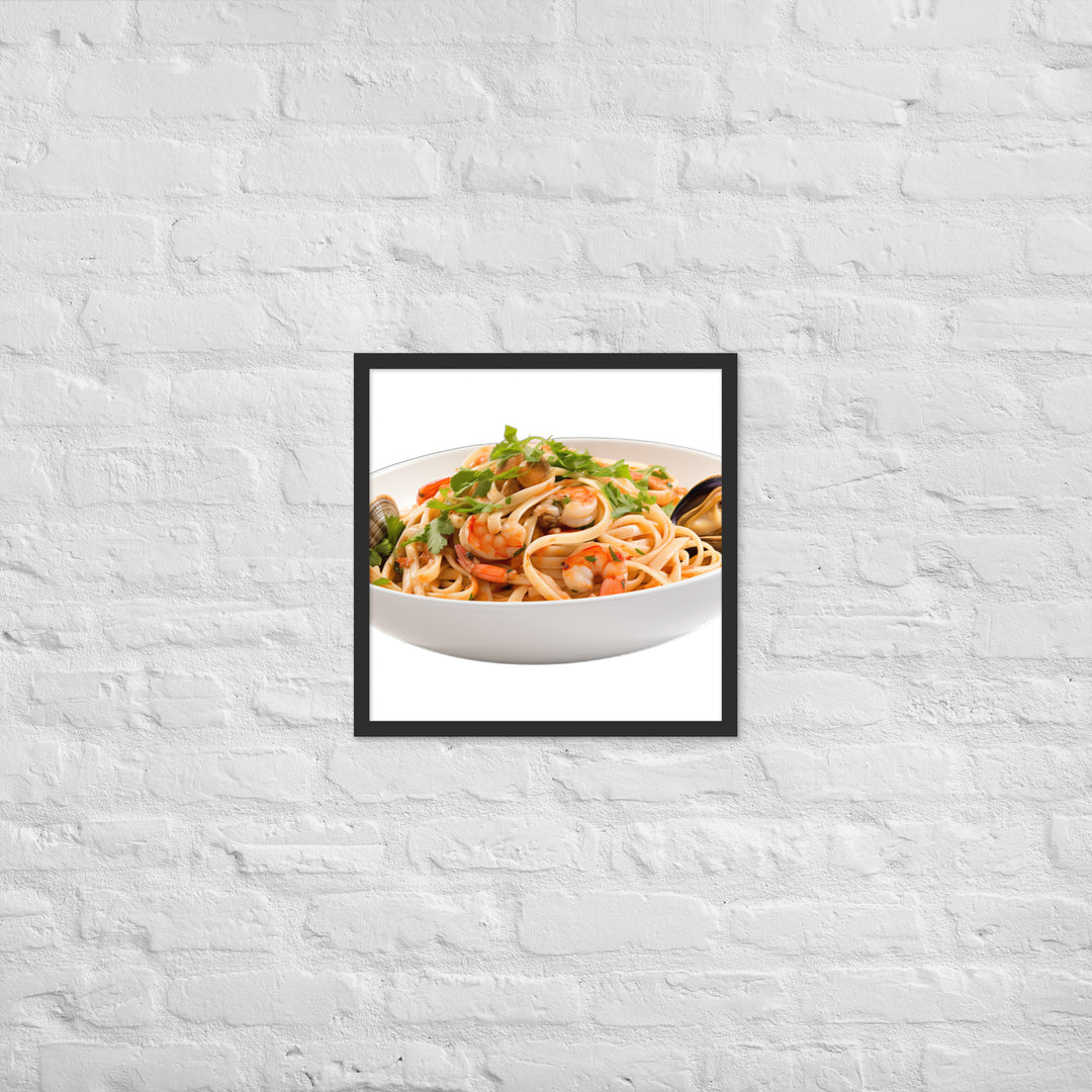 Seafood Linguine Delight Framed poster 🤤 from Yumify.AI