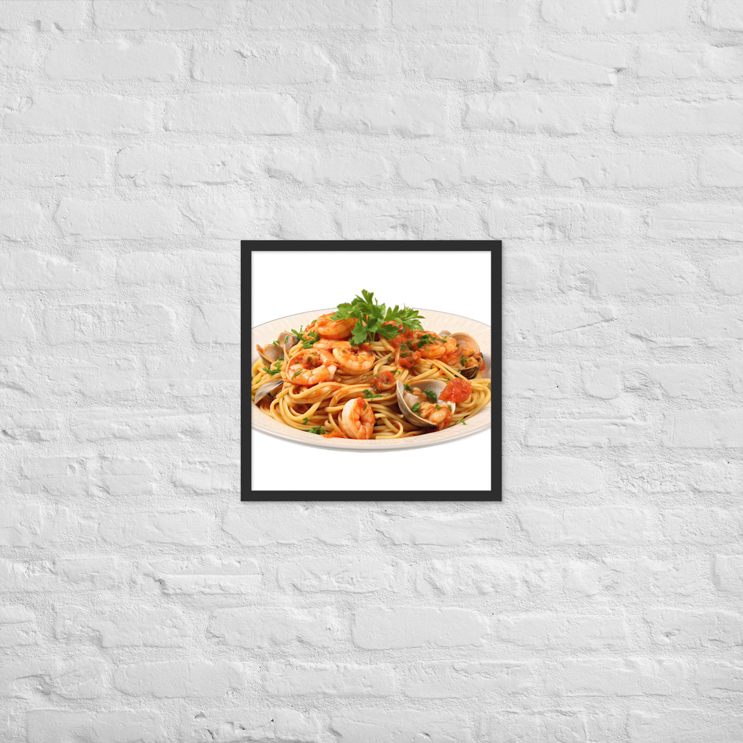 Seafood Linguine Delight Framed poster 🤤 from Yumify.AI