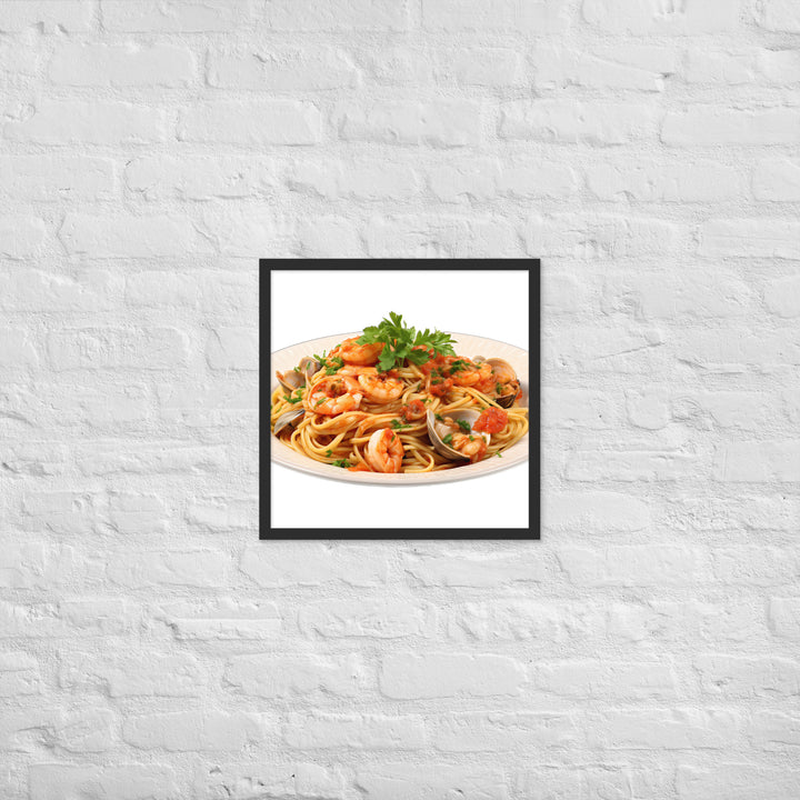 Seafood Linguine Delight Framed poster 🤤 from Yumify.AI