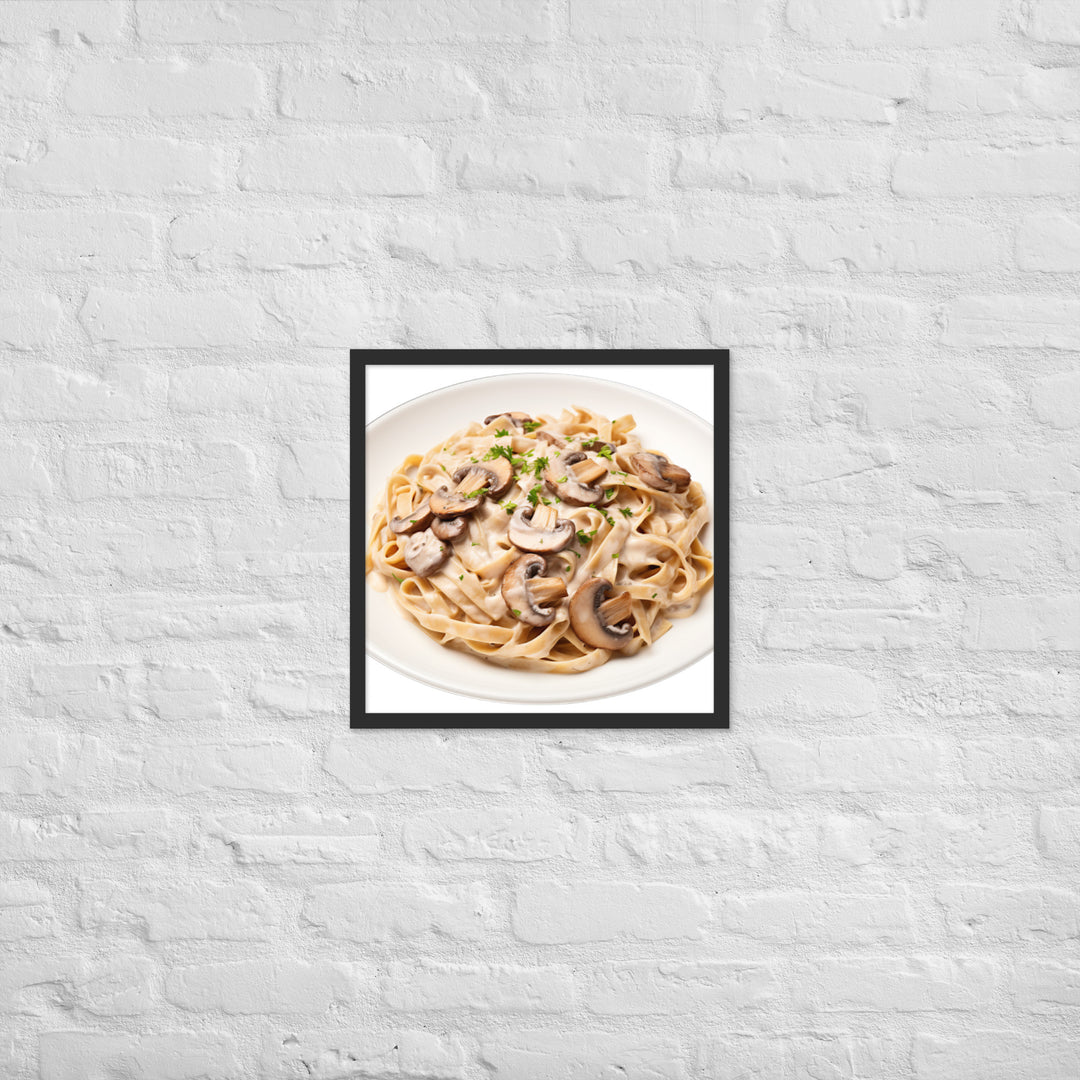 Creamy Mushroom Fettuccine Framed poster 🤤 from Yumify.AI