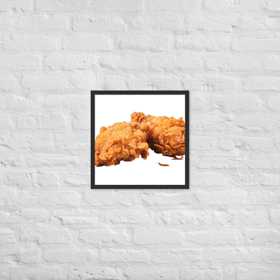 Golden Crispy Fried Chicken Framed poster 🤤 from Yumify.AI