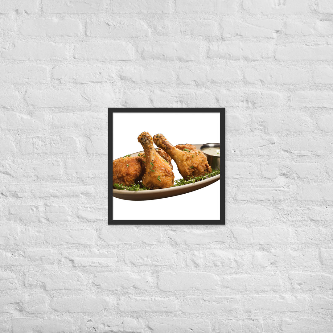 Buttermilk Fried Chicken Drumsticks Framed poster 🤤 from Yumify.AI