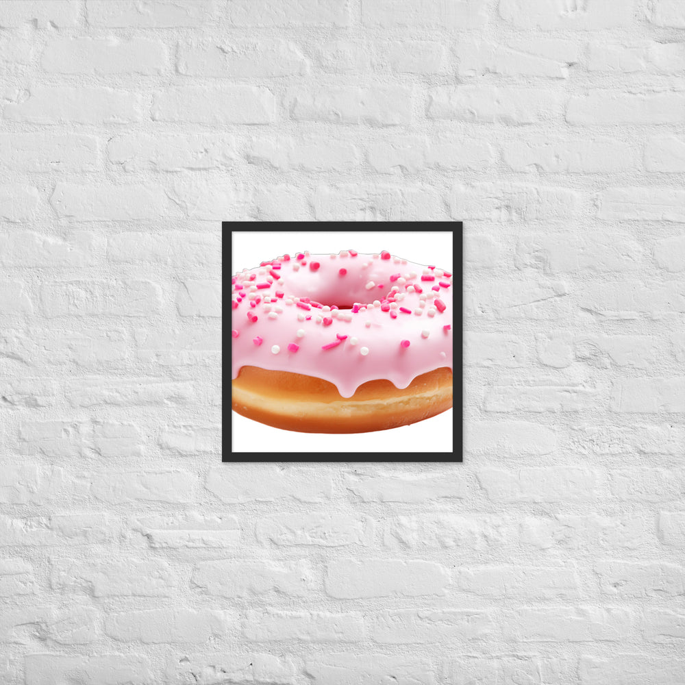 Strawberry Frosted Donut Framed poster 🤤 from Yumify.AI