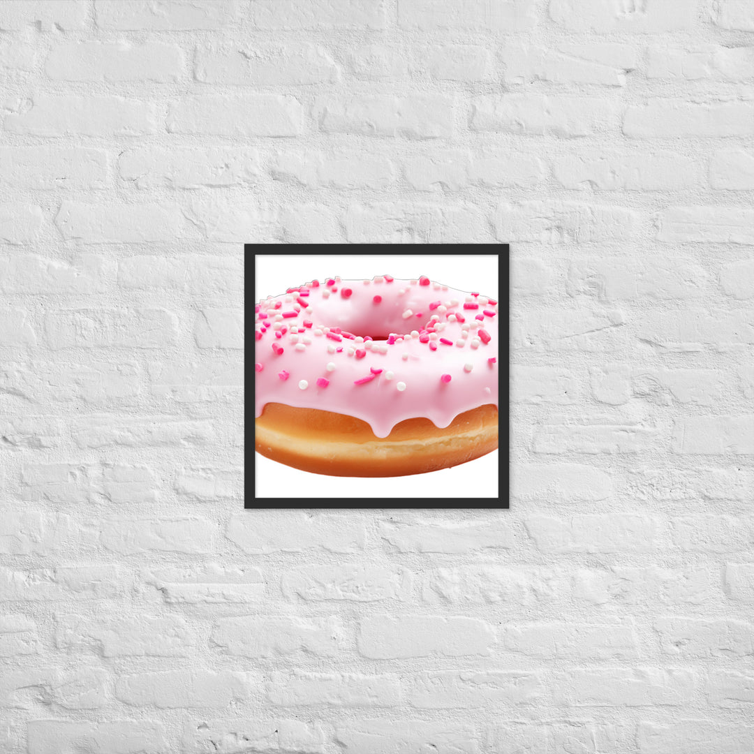 Strawberry Frosted Donut Framed poster 🤤 from Yumify.AI