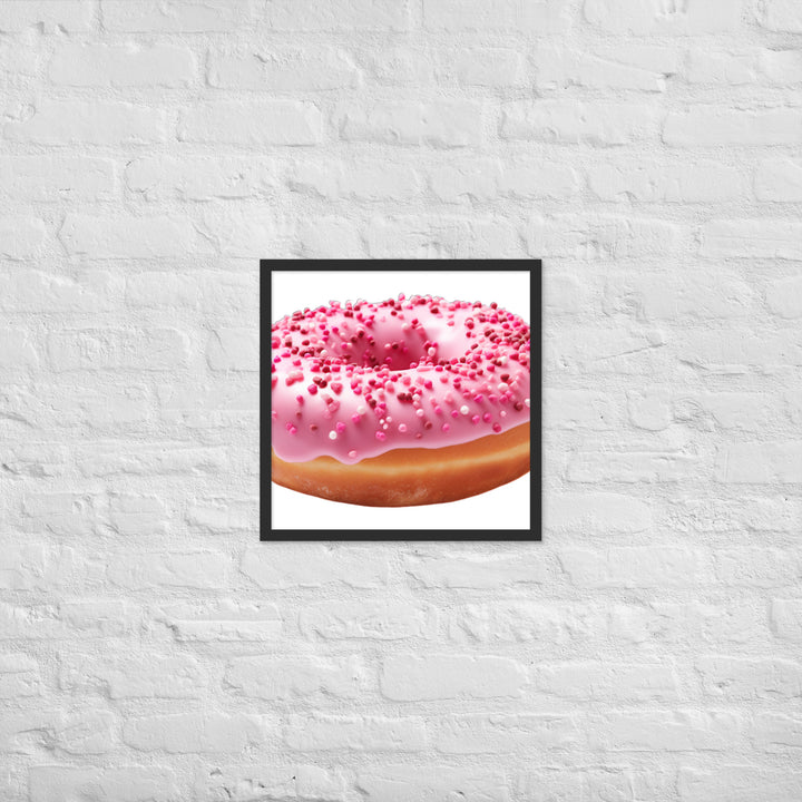 Strawberry Frosted Donut Framed poster 🤤 from Yumify.AI