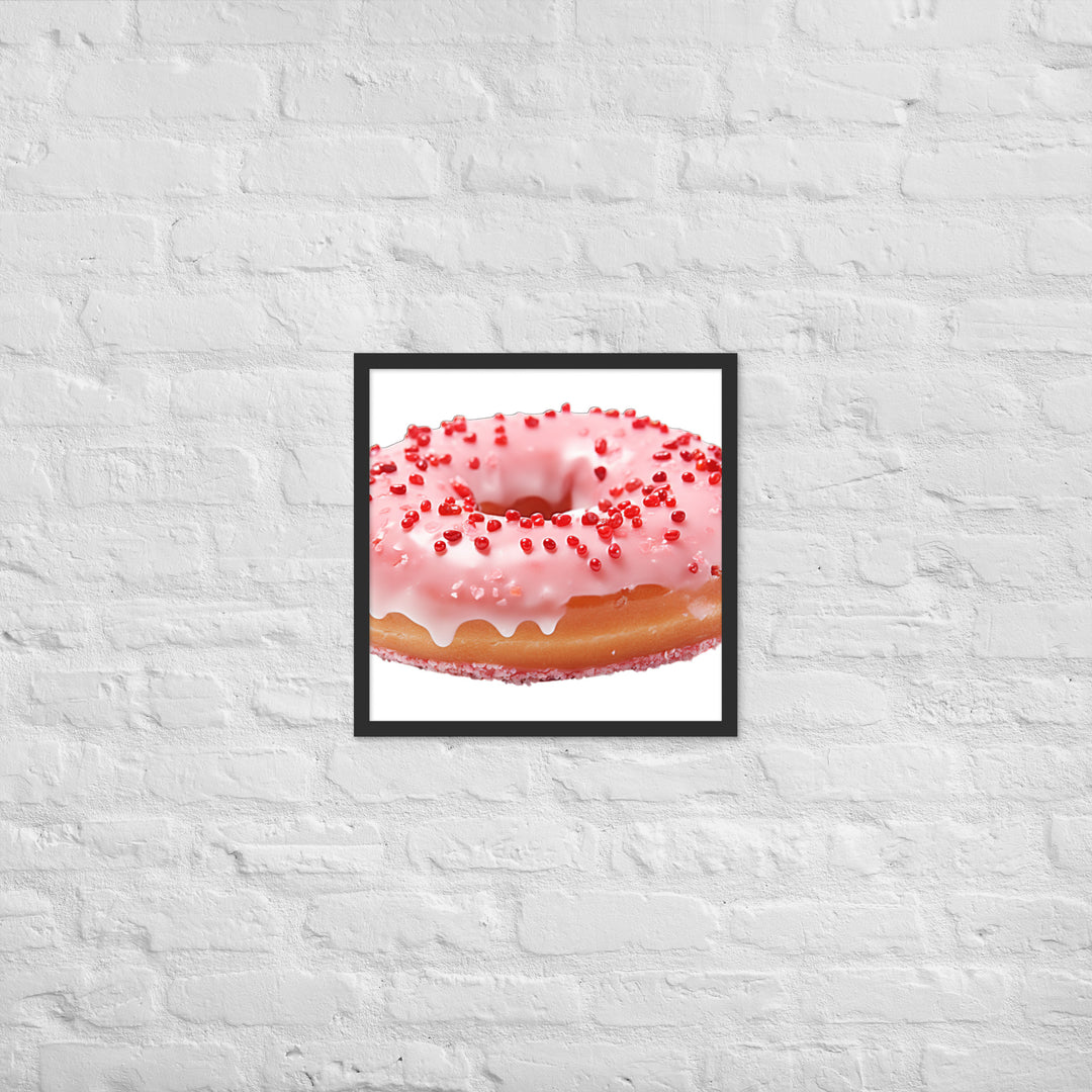 Strawberry Frosted Donut Framed poster 🤤 from Yumify.AI